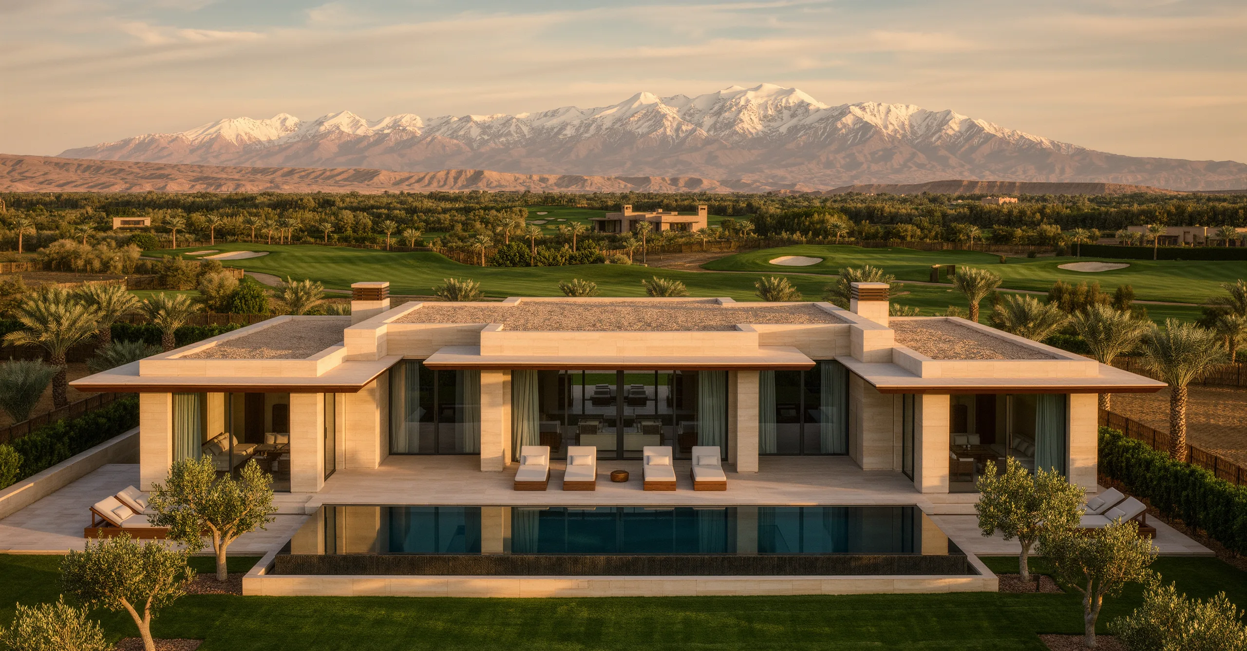 Villa et jardin face à l'Atlas, Marrakech